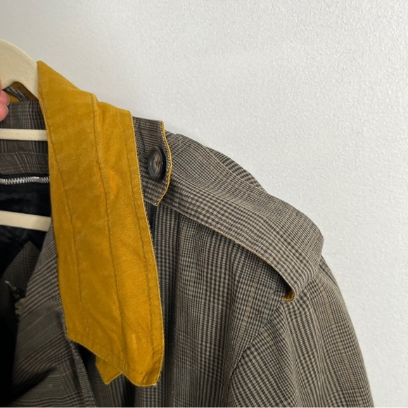 Vintage Fleet Street Glen Plaid Cotton Trench Coat Belted Double Breast Size 14 - Picture 7 of 12